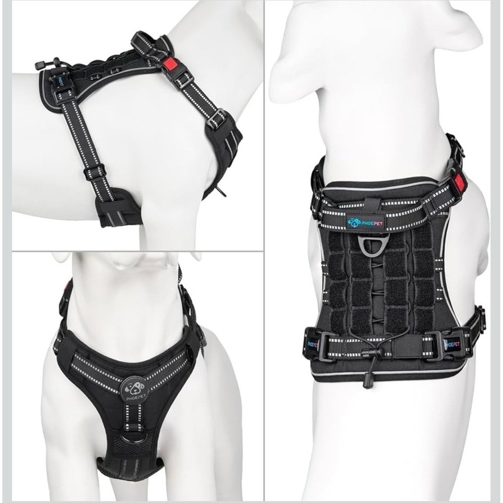 PHOEPET No Pull Tactical Dog Harness W/ Molle &‎ Loop Panels Dog Size Medium NEW
